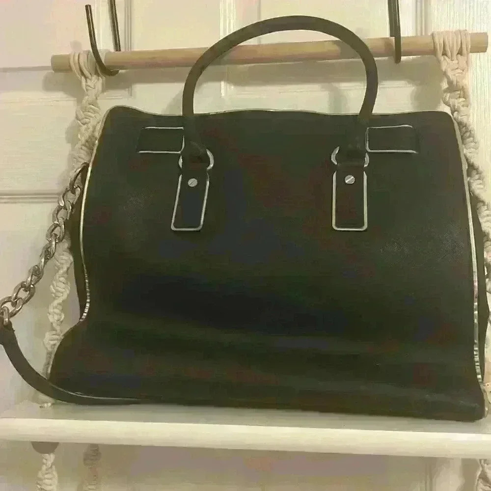 Michael Kors Black Hamilton Large Saffiano Leather Shoulder Bag Crossbody - Picture 6 of 15